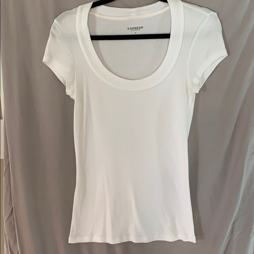 Express Sexy Basic White Scoop Neck Tee